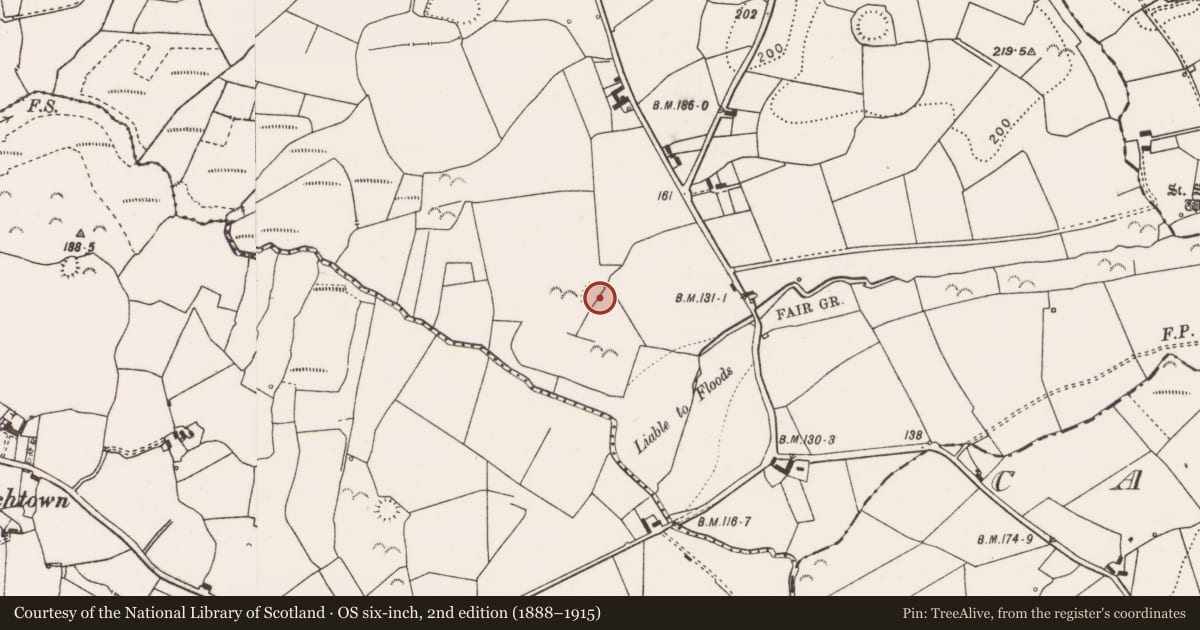 Ordnance Survey six-inch map, 2nd edition (1888–1915) covering the location of Earthwork, Cloonreddan, County Clare, with a pin at the register's coordinates