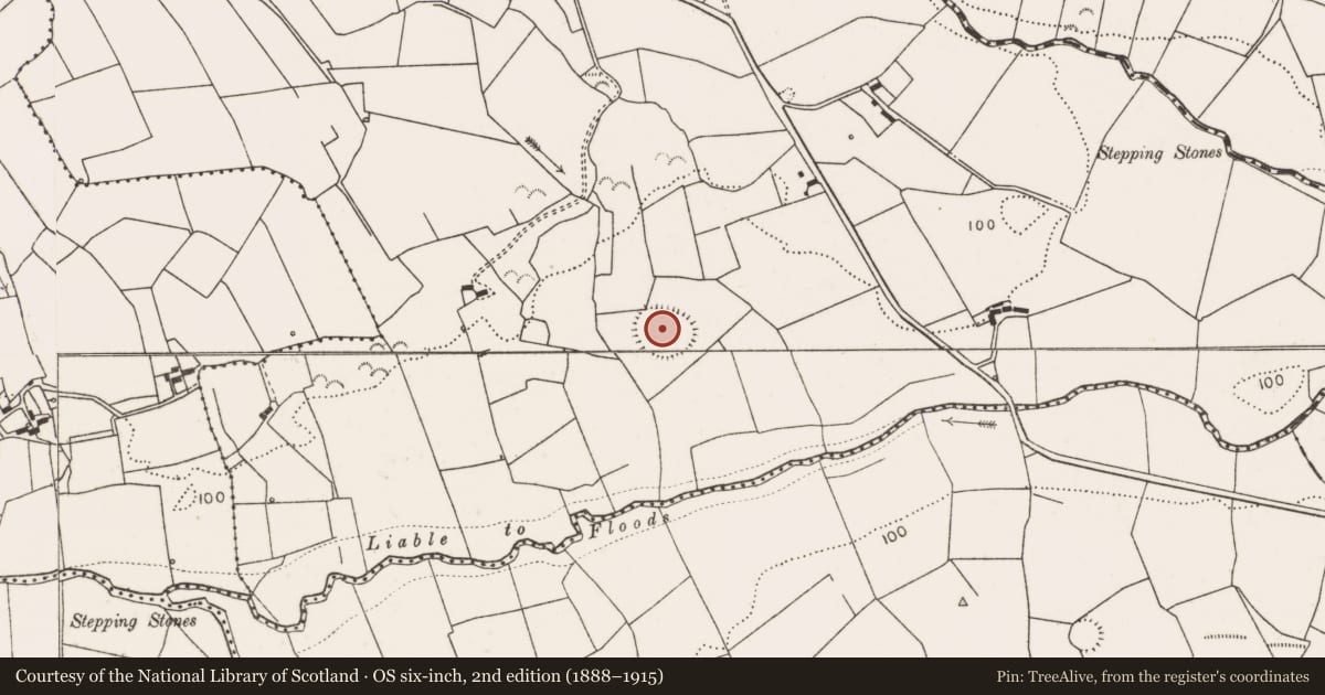 Ordnance Survey six-inch map, 2nd edition (1888–1915) covering the location of Enclosure, Kilmacduane East, County Clare, with a pin at the register's coordinates