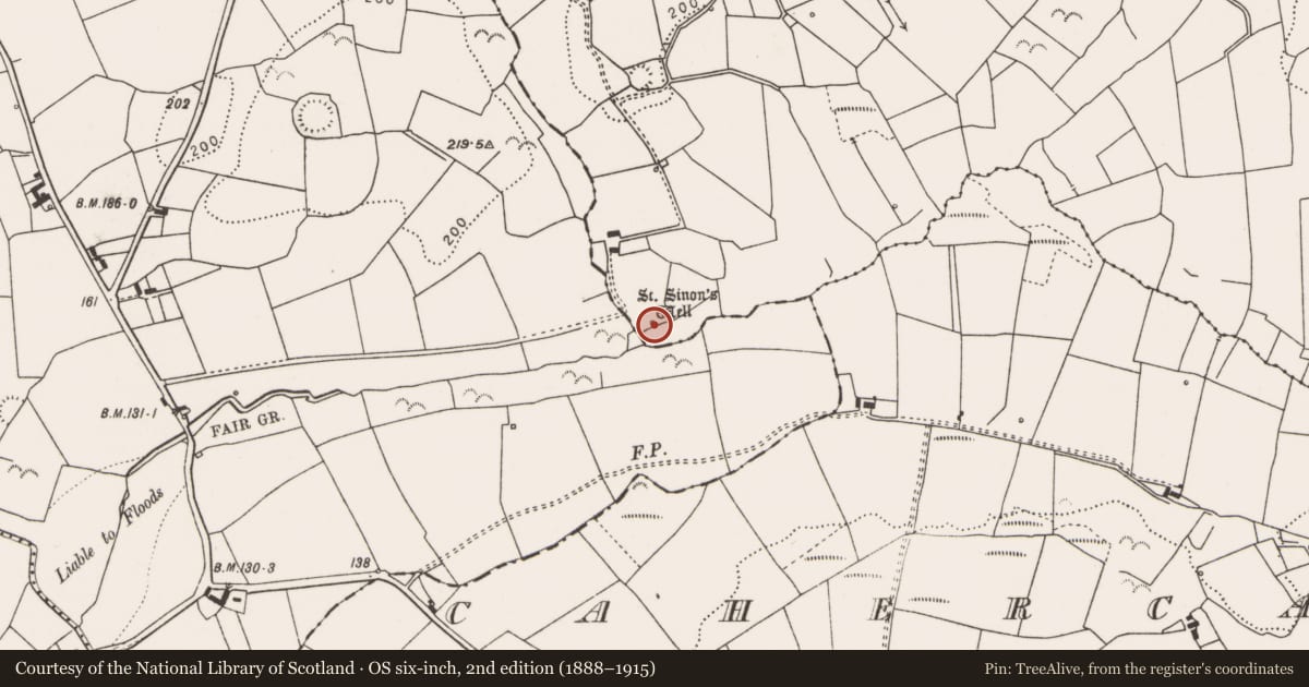 Ordnance Survey six-inch map, 2nd edition (1888–1915) covering the location of Ritual site - holy well, Sheeaun, County Clare, with a pin at the register's coordinates