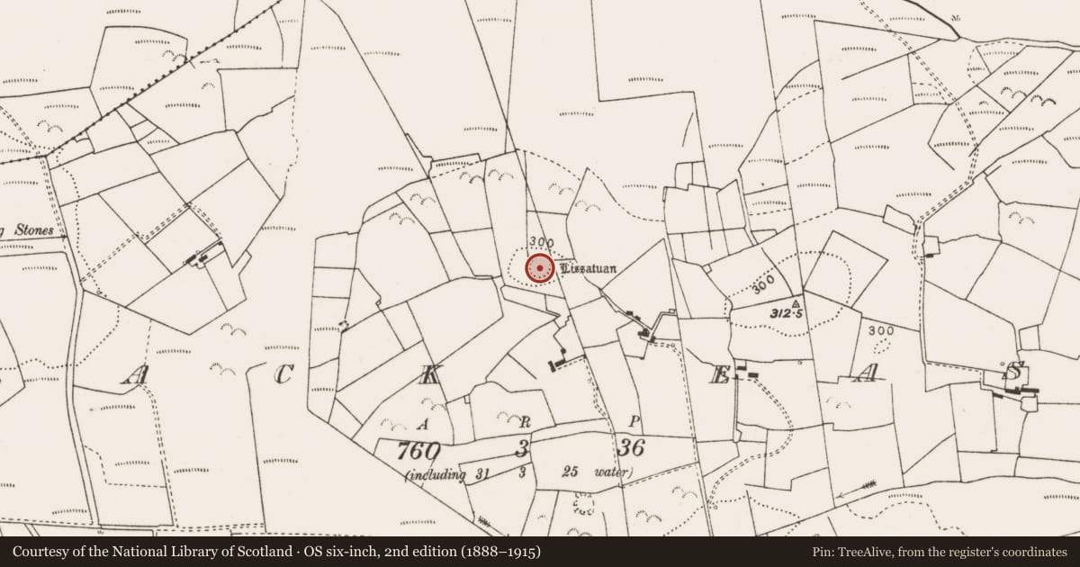 Ordnance Survey six-inch map, 2nd edition (1888–1915) covering the location of Ringfort - rath, Lack East, County Clare, with a pin at the register's coordinates