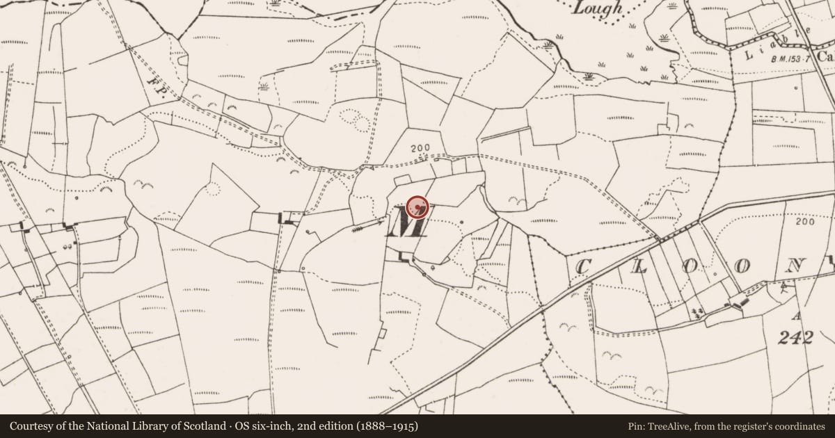 Ordnance Survey six-inch map, 2nd edition (1888–1915) covering the location of Ringfort - rath, Sheeaun, County Clare, with a pin at the register's coordinates