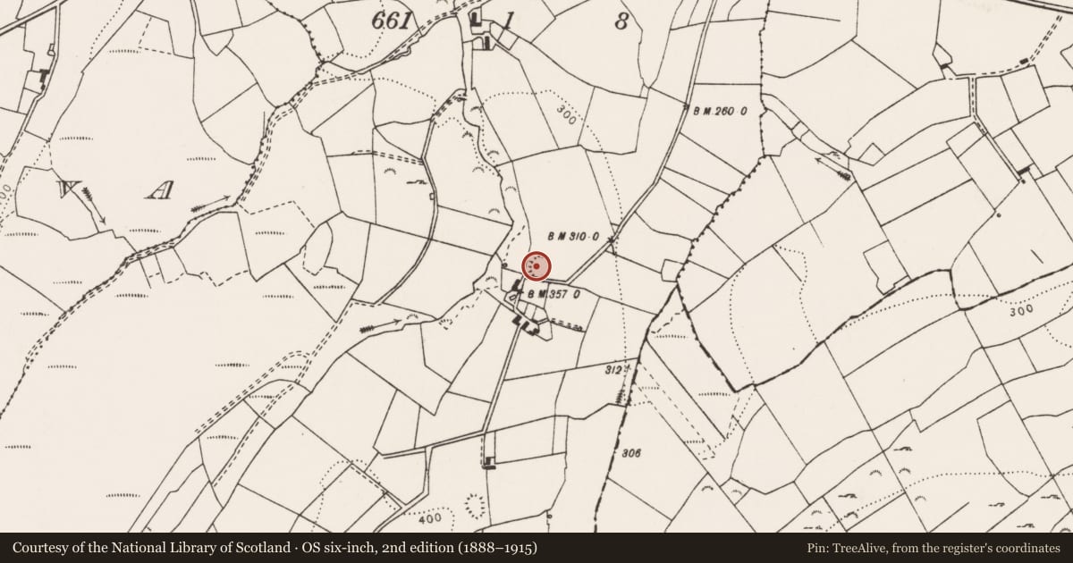 Ordnance Survey six-inch map, 2nd edition (1888–1915) covering the location of Ringfort - rath, Clooncolman, County Clare, with a pin at the register's coordinates