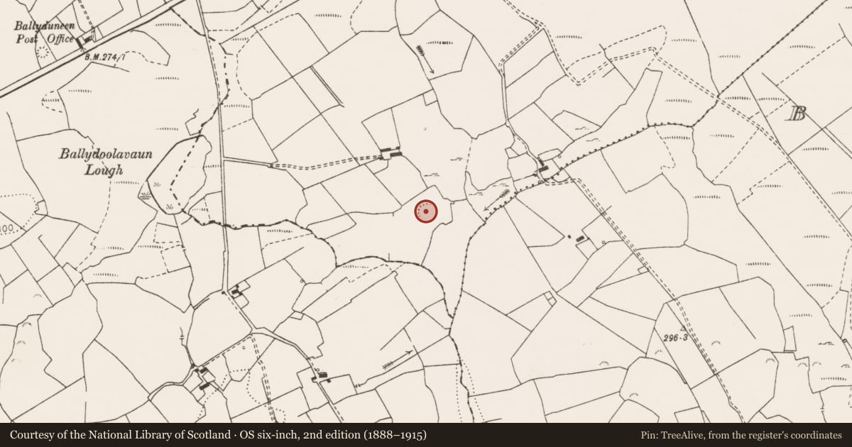 Ordnance Survey six-inch map, 2nd edition (1888–1915) covering the location of Ringfort - unclassified, Crag, County Clare, with a pin at the register's coordinates