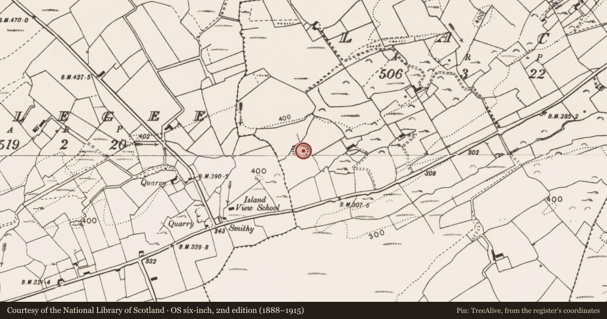 Ordnance Survey six-inch map, 2nd edition (1888–1915) covering the location of Ringfort - rath, Lack, County Clare, with a pin at the register's coordinates