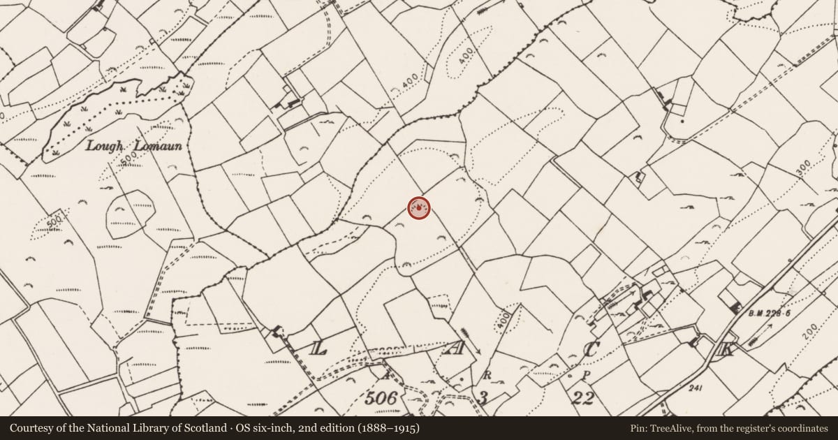 Ordnance Survey six-inch map, 2nd edition (1888–1915) covering the location of Ringfort - rath, Lack, County Clare, with a pin at the register's coordinates