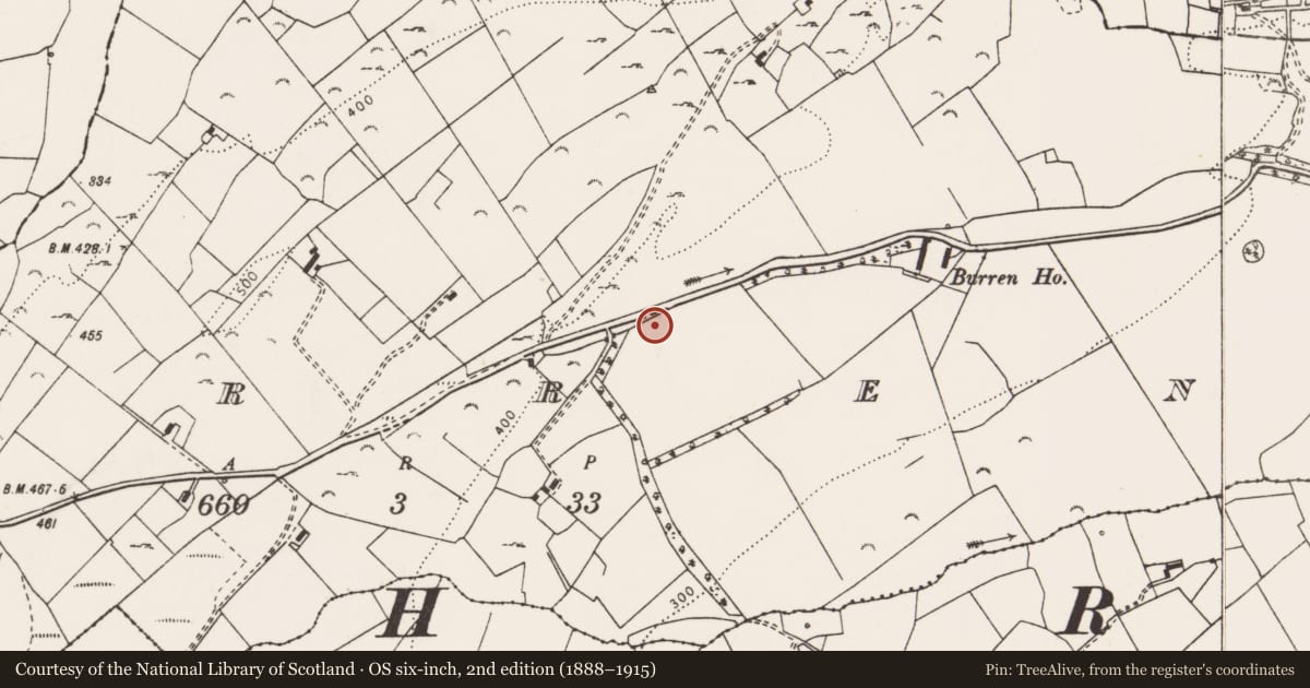Ordnance Survey six-inch map, 2nd edition (1888–1915) covering the location of Earthwork, Burren, County Clare, with a pin at the register's coordinates