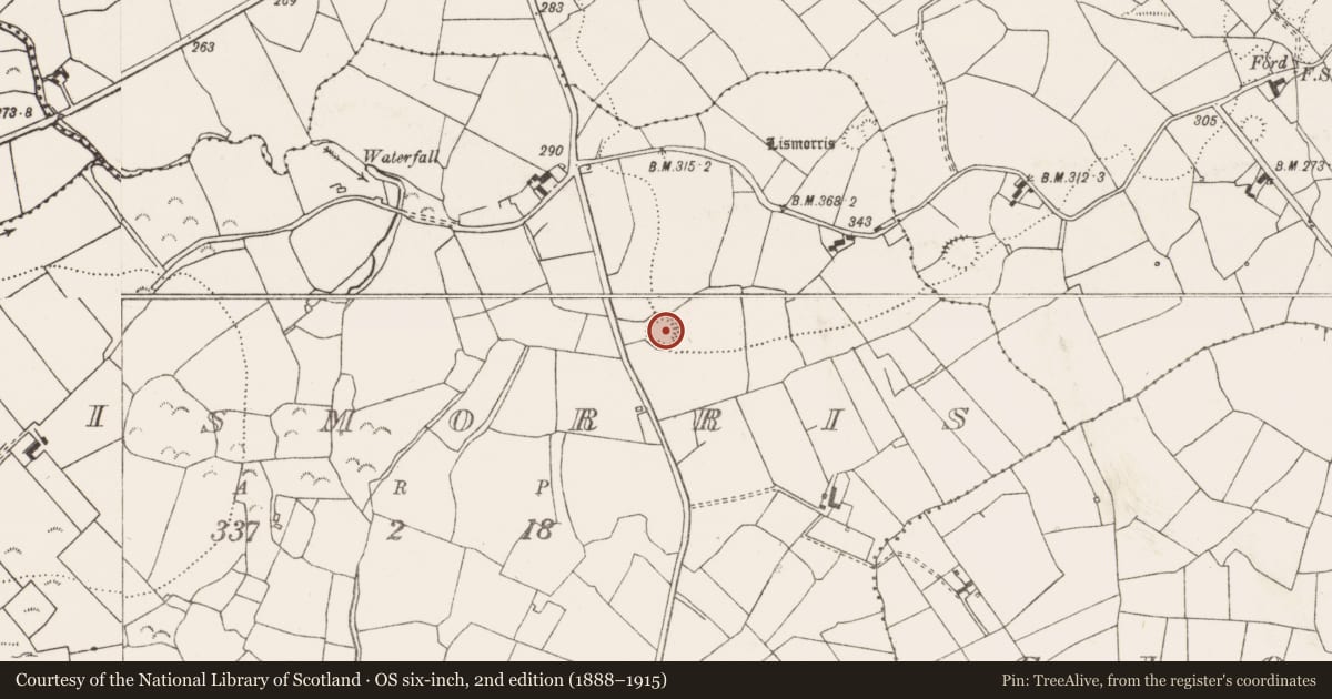 Ordnance Survey six-inch map, 2nd edition (1888–1915) covering the location of Ringfort - rath, Lismorris, County Clare, with a pin at the register's coordinates
