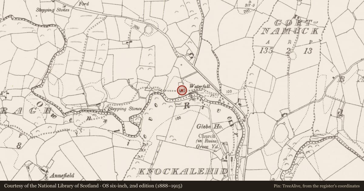 Ordnance Survey six-inch map, 2nd edition (1888–1915) covering the location of Ritual site - holy well, Lanna, County Clare, with a pin at the register's coordinates