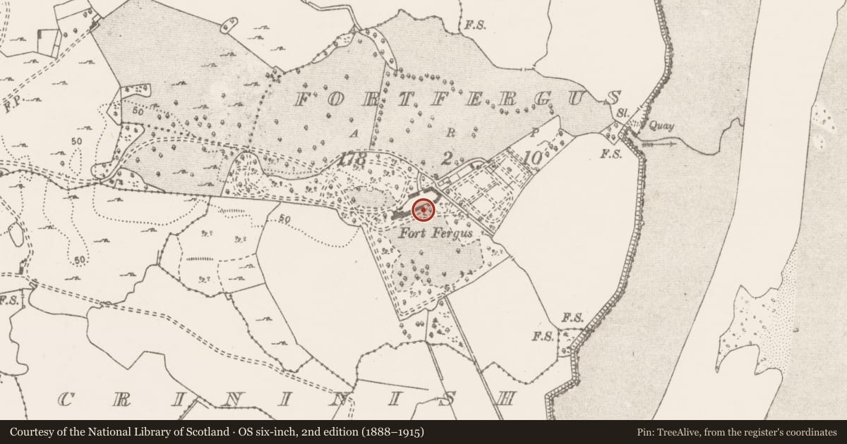 Ordnance Survey six-inch map, 2nd edition (1888–1915) covering the location of House - 16th/17th century, Fortfergus, County Clare, with a pin at the register's coordinates