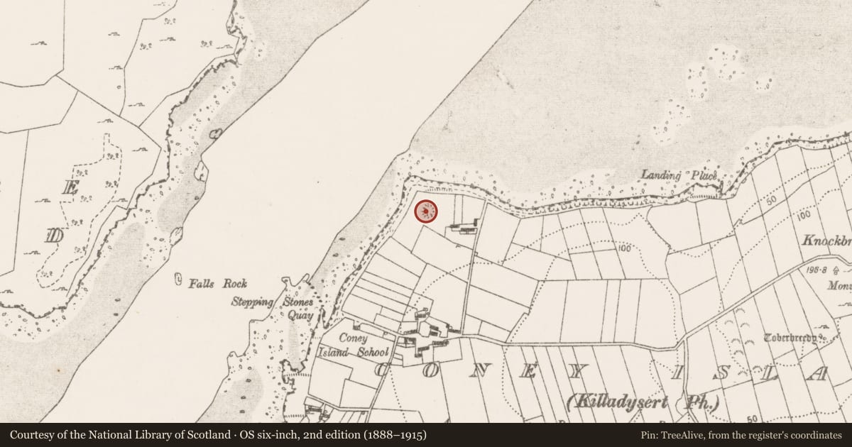 Ordnance Survey six-inch map, 2nd edition (1888–1915) covering the location of Ringfort - rath, Coney Island, County Clare, with a pin at the register's coordinates