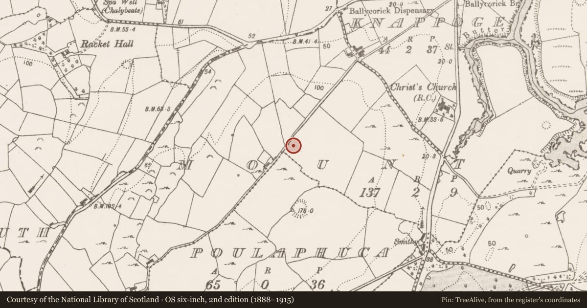 Ordnance Survey six-inch map, 2nd edition (1888–1915) covering the location of House - 18th/19th century, Mount, County Clare, with a pin at the register's coordinates