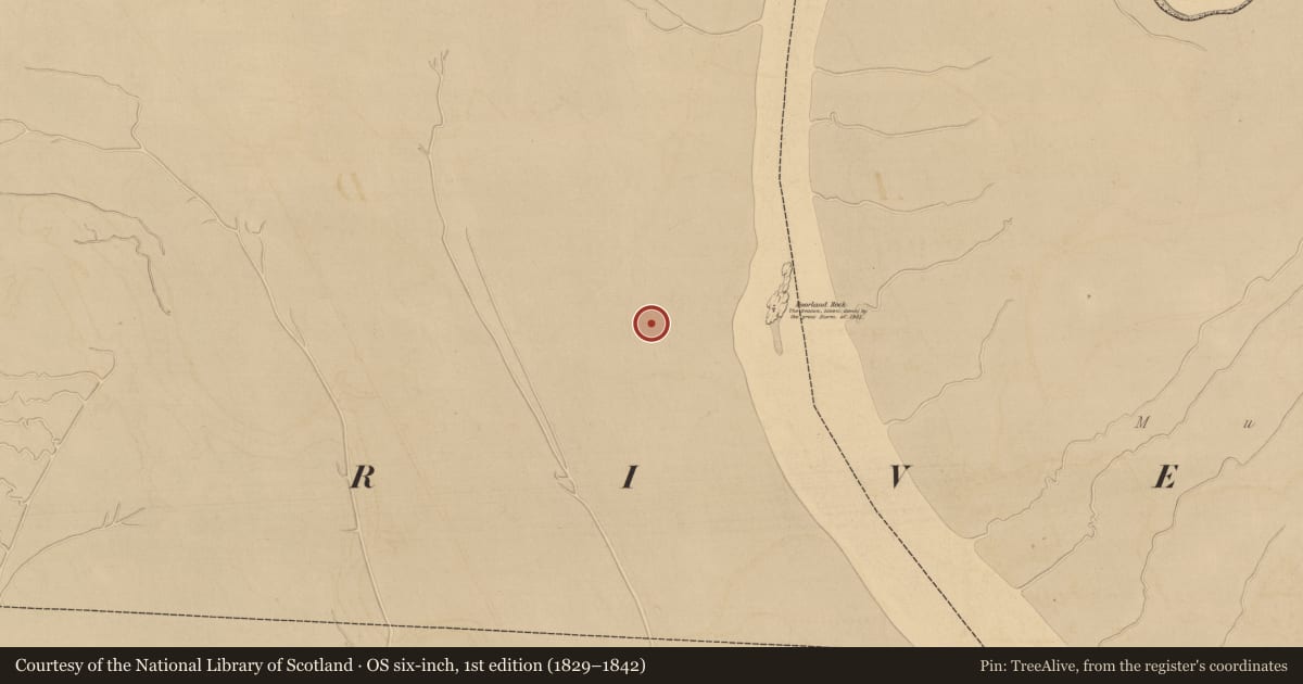 Ordnance Survey six-inch map, 1st edition (1829–1842) covering the location of Weir - fish, River Fergus, County Clare, with a pin at the register's coordinates