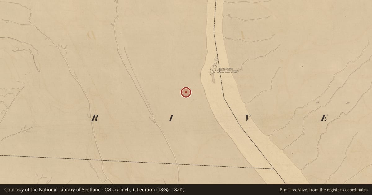 Ordnance Survey six-inch map, 1st edition (1829–1842) covering the location of Weir - fish, River Fergus, County Clare, with a pin at the register's coordinates
