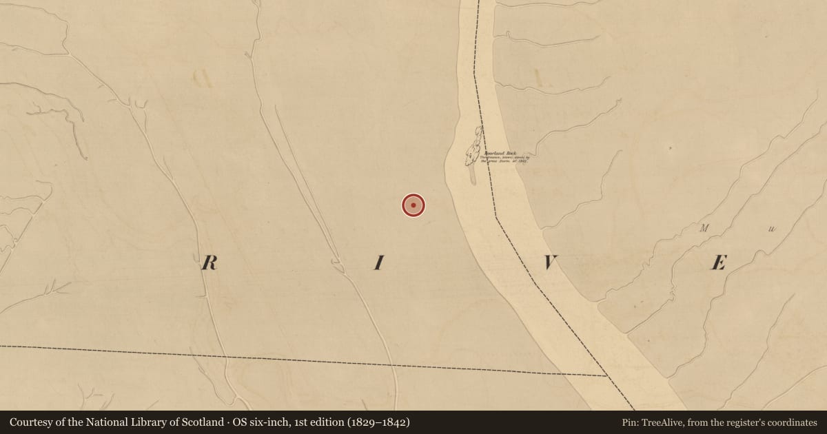 Ordnance Survey six-inch map, 1st edition (1829–1842) covering the location of Weir - fish, River Fergus, County Clare, with a pin at the register's coordinates