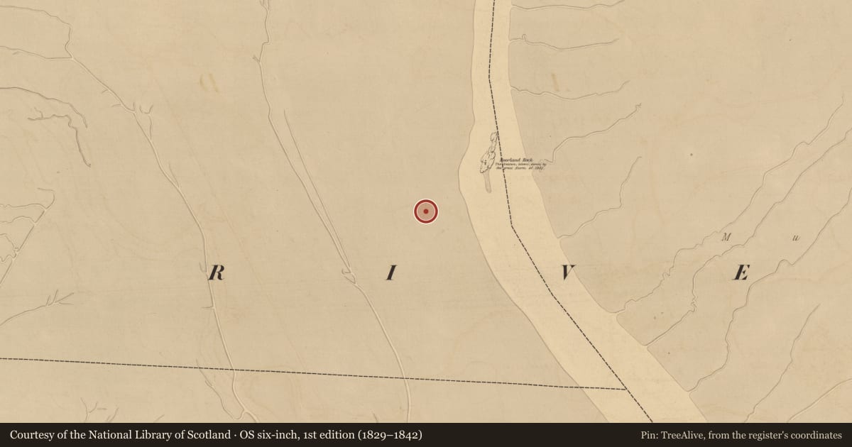 Ordnance Survey six-inch map, 1st edition (1829–1842) covering the location of Weir - fish, River Fergus, County Clare, with a pin at the register's coordinates