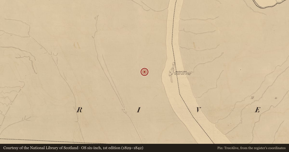 Ordnance Survey six-inch map, 1st edition (1829–1842) covering the location of Weir - fish, River Fergus, County Clare, with a pin at the register's coordinates