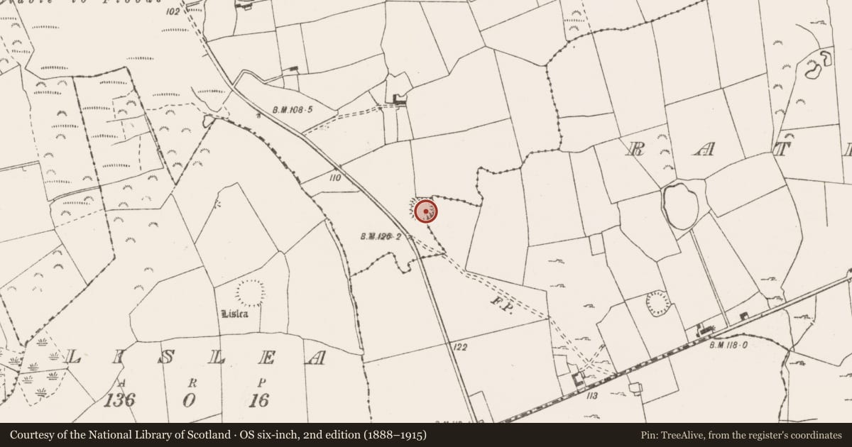 Ordnance Survey six-inch map, 2nd edition (1888–1915) covering the location of Ringfort - rath, Ballycar, County Clare, with a pin at the register's coordinates