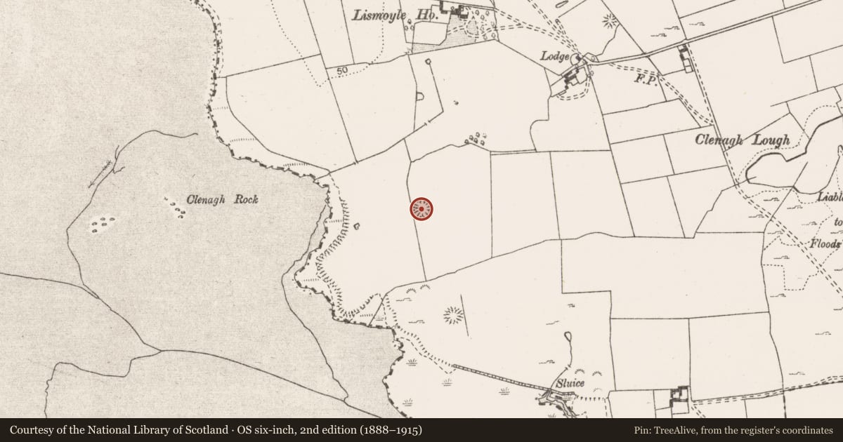 Ordnance Survey six-inch map, 2nd edition (1888–1915) covering the location of Ringfort - rath, Clenagh, County Clare, with a pin at the register's coordinates