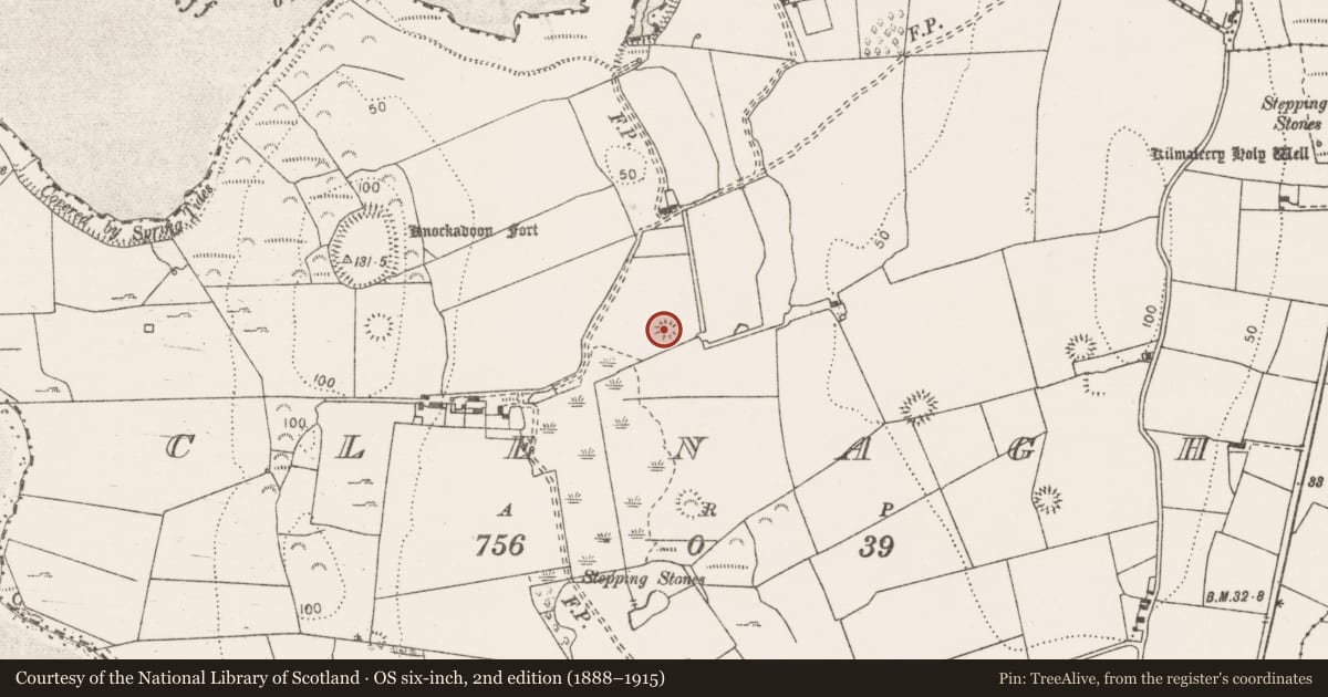 Ordnance Survey six-inch map, 2nd edition (1888–1915) covering the location of Barrow - unclassified, Clenagh, County Clare, with a pin at the register's coordinates
