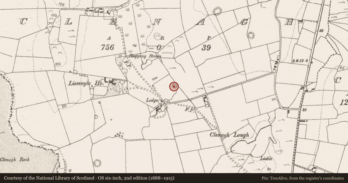 Ordnance Survey six-inch map, 2nd edition (1888–1915) covering the location of Ringfort - rath, Clenagh, County Clare, with a pin at the register's coordinates