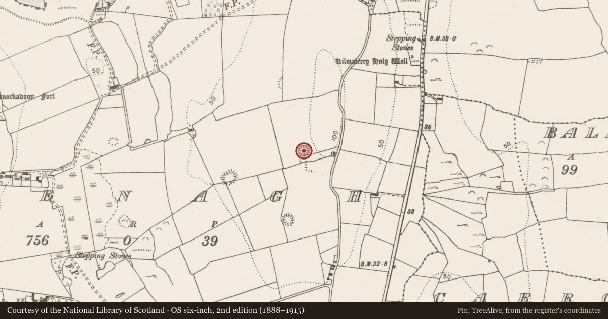 Ordnance Survey six-inch map, 2nd edition (1888–1915) covering the location of Ringfort - rath, Clenagh, County Clare, with a pin at the register's coordinates