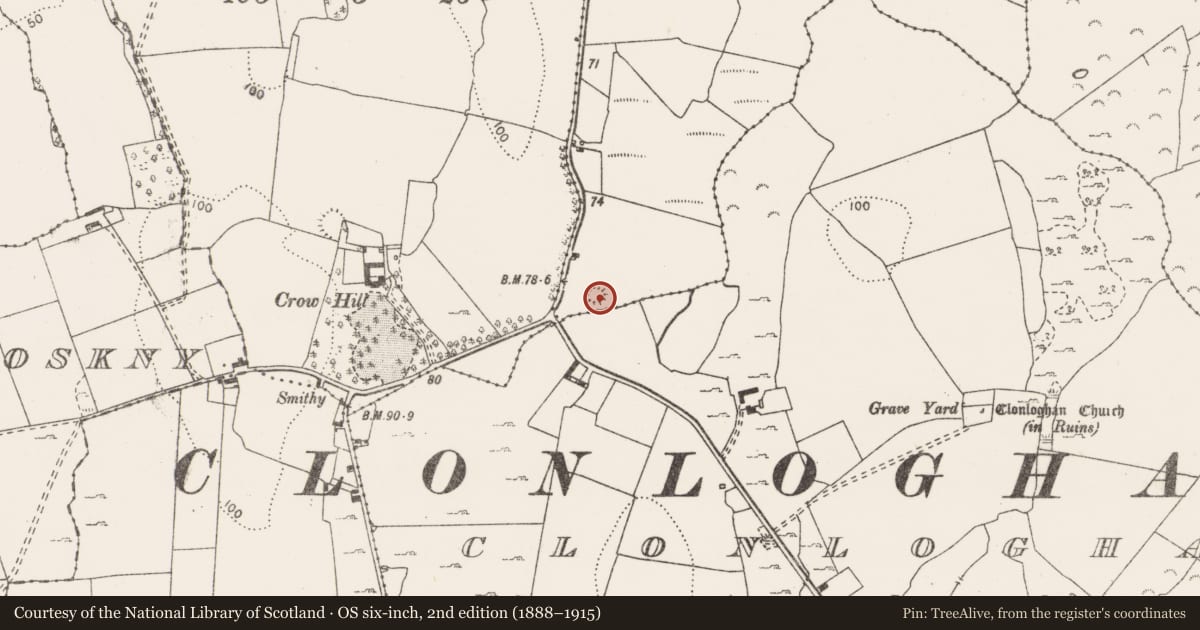 Ordnance Survey six-inch map, 2nd edition (1888–1915) covering the location of Enclosure, Leamaneigh More, County Clare, with a pin at the register's coordinates