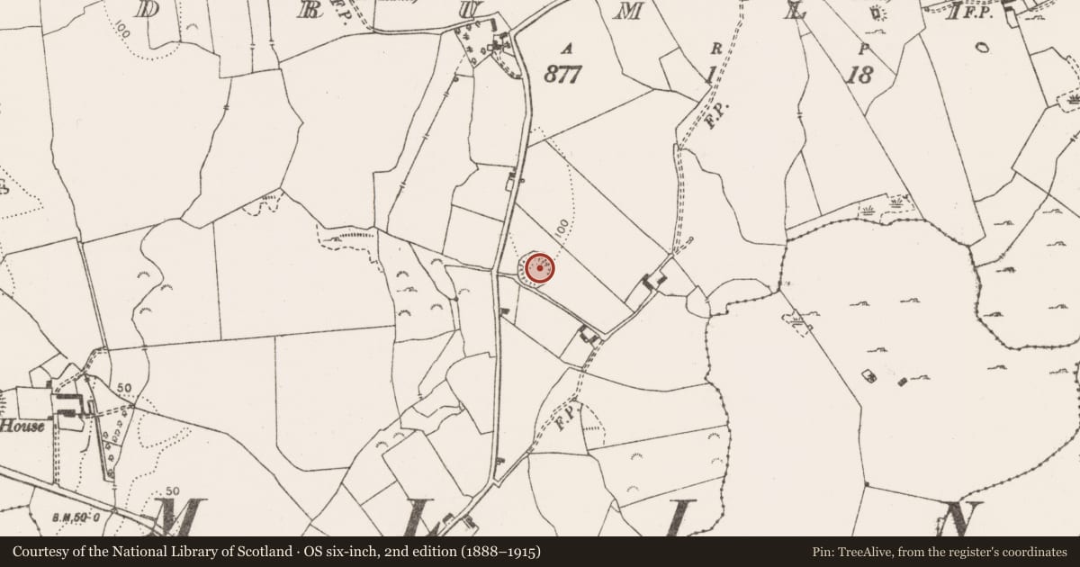 Ordnance Survey six-inch map, 2nd edition (1888–1915) covering the location of Ringfort - rath, Drumline, County Clare, with a pin at the register's coordinates