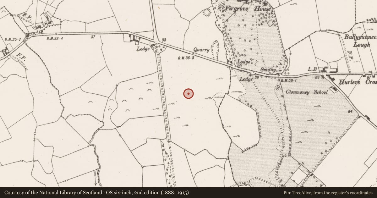 Ordnance Survey six-inch map, 2nd edition (1888–1915) covering the location of Ringfort - rath, Ballycasey More, County Clare, with a pin at the register's coordinates