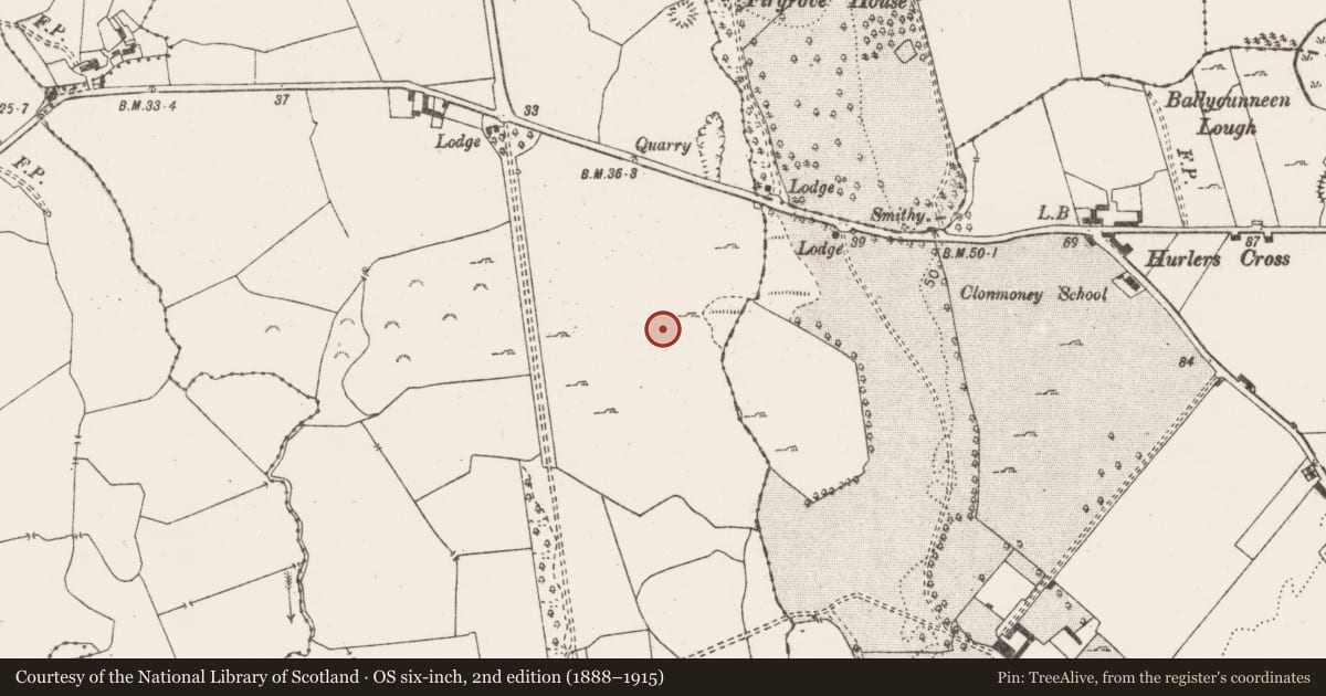 Ordnance Survey six-inch map, 2nd edition (1888–1915) covering the location of Excavation - miscellaneous, Ballycasey More, County Clare, with a pin at the register's coordinates