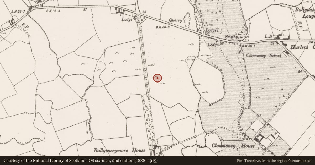 Ordnance Survey six-inch map, 2nd edition (1888–1915) covering the location of Excavation - miscellaneous, Ballycasey More, County Clare, with a pin at the register's coordinates
