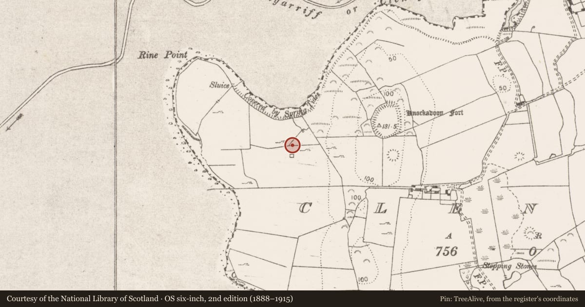 Ordnance Survey six-inch map, 2nd edition (1888–1915) covering the location of Fulacht fia, Clenagh, County Clare, with a pin at the register's coordinates