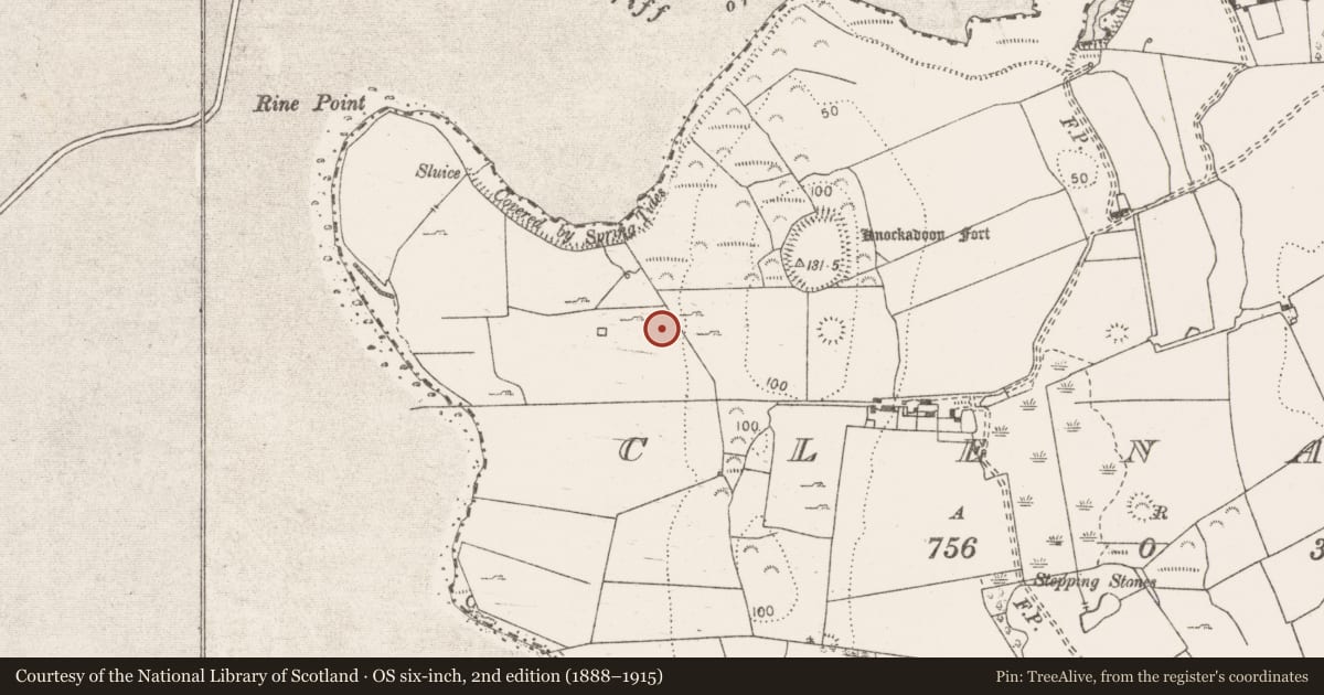Ordnance Survey six-inch map, 2nd edition (1888–1915) covering the location of Fulacht fia, Clenagh, County Clare, with a pin at the register's coordinates