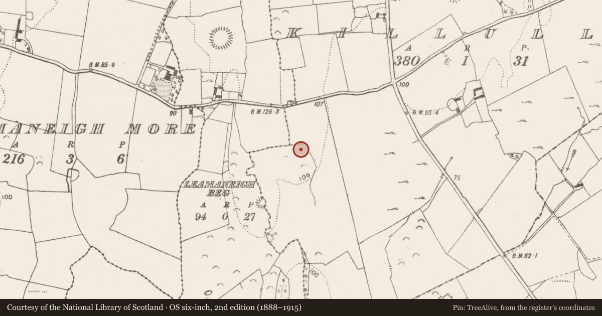 Ordnance Survey six-inch map, 2nd edition (1888–1915) covering the location of Excavation - miscellaneous, Killulla, County Clare, with a pin at the register's coordinates