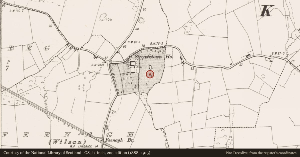 Ordnance Survey six-inch map, 2nd edition (1888–1915) covering the location of Enclosure, Feenagh, County Clare, with a pin at the register's coordinates