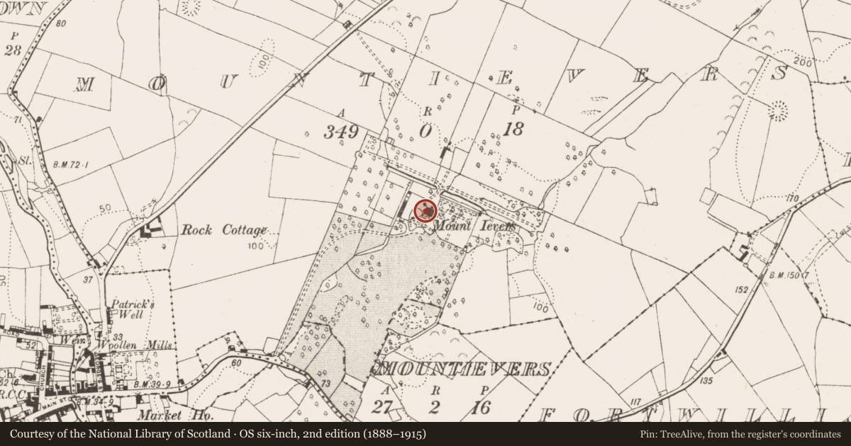 Ordnance Survey six-inch map, 2nd edition (1888–1915) covering the location of Castle - unclassified, Mountievers, County Clare, with a pin at the register's coordinates