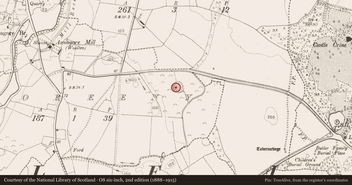 Ordnance Survey six-inch map, 2nd edition (1888–1915) covering the location of Ringfort - unclassified, Sooreeny, County Clare, with a pin at the register's coordinates