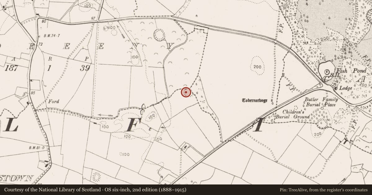 Ordnance Survey six-inch map, 2nd edition (1888–1915) covering the location of Ringfort - unclassified, Mountievers, County Clare, with a pin at the register's coordinates