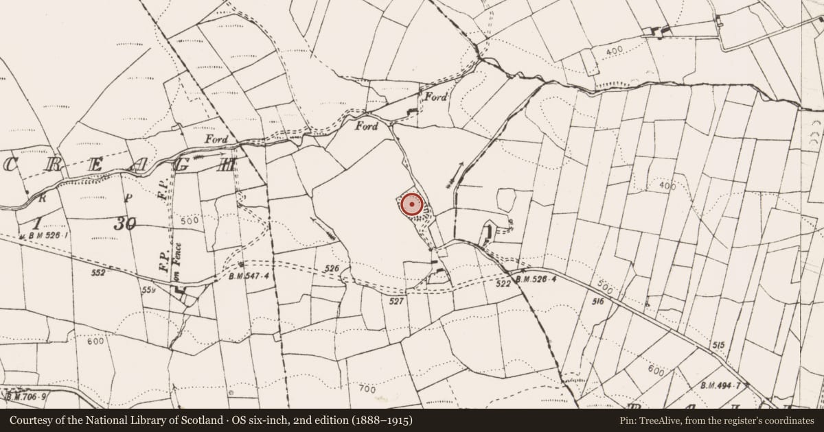 Ordnance Survey six-inch map, 2nd edition (1888–1915) covering the location of Ringfort - unclassified, Glennagross, County Clare, with a pin at the register's coordinates