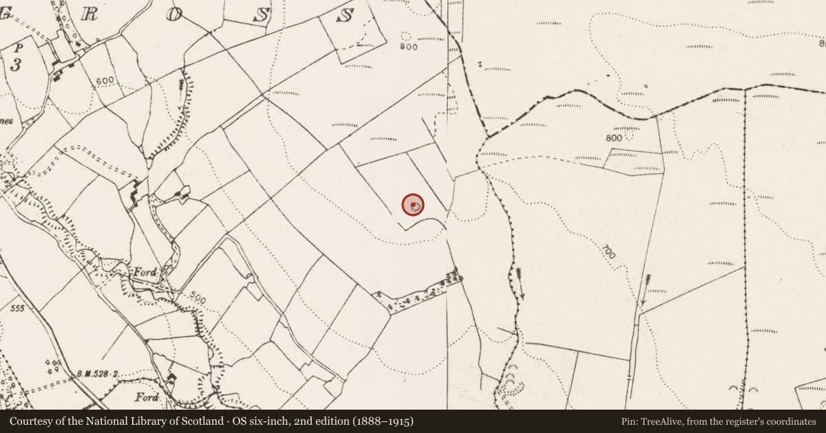 Ordnance Survey six-inch map, 2nd edition (1888–1915) covering the location of Barrow - ring-barrow, Glennagross, County Clare, with a pin at the register's coordinates