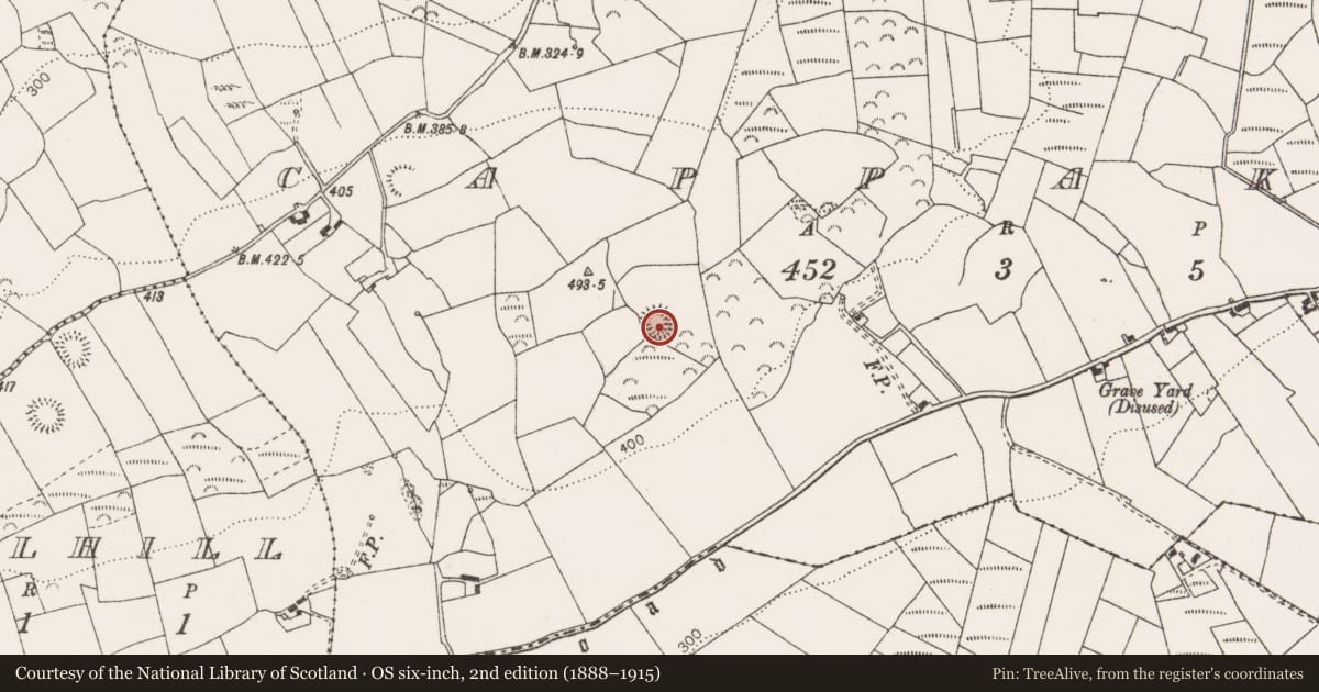 Ordnance Survey six-inch map, 2nd edition (1888–1915) covering the location of Enclosure, Cappakea, County Clare, with a pin at the register's coordinates