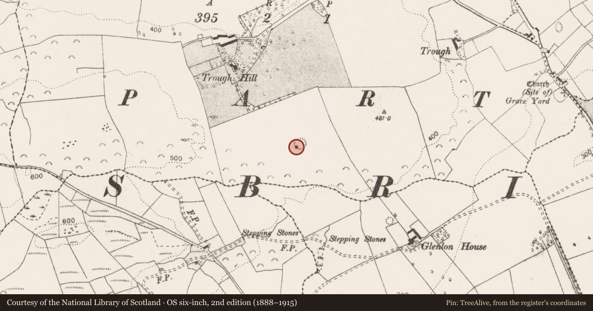 Ordnance Survey six-inch map, 2nd edition (1888–1915) covering the location of Enclosure, Trough, County Clare, with a pin at the register's coordinates