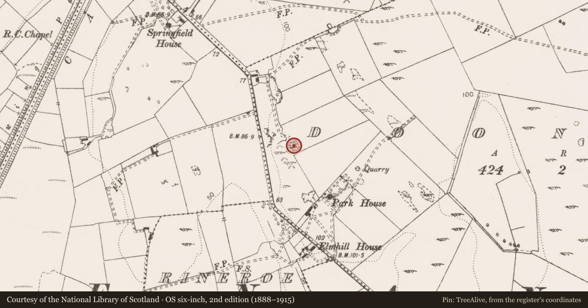 Ordnance Survey six-inch map, 2nd edition (1888–1915) covering the location of Quarry, Doonass, County Clare, with a pin at the register's coordinates