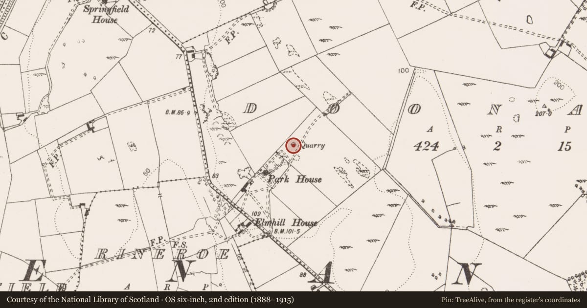 Ordnance Survey six-inch map, 2nd edition (1888–1915) covering the location of Quarry, Doonass, County Clare, with a pin at the register's coordinates