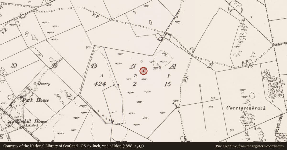 Ordnance Survey six-inch map, 2nd edition (1888–1915) covering the location of Quarry, Doonass, County Clare, with a pin at the register's coordinates