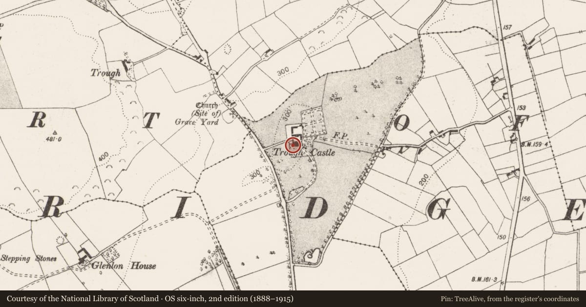 Ordnance Survey six-inch map, 2nd edition (1888–1915) covering the location of House - 18th/19th century, Roo West, County Clare, with a pin at the register's coordinates