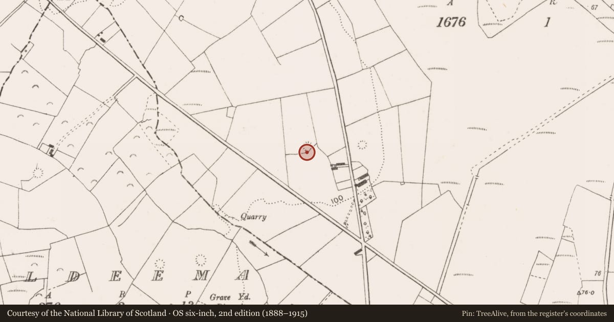 Ordnance Survey six-inch map, 2nd edition (1888–1915) covering the location of Ringfort - rath, Tullaher, County Clare, with a pin at the register's coordinates