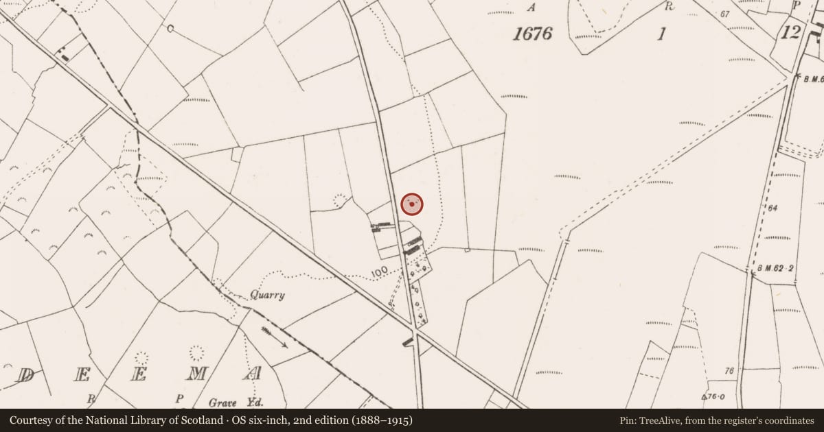Ordnance Survey six-inch map, 2nd edition (1888–1915) covering the location of Ringfort - rath, Tullaher, County Clare, with a pin at the register's coordinates