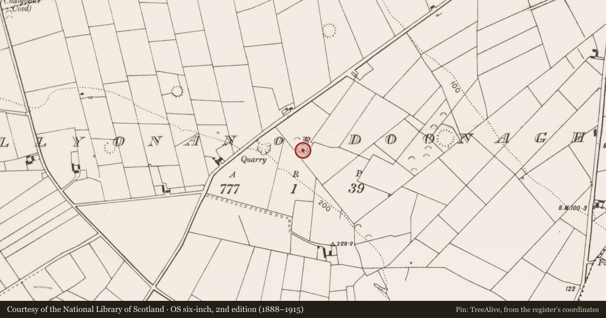 Ordnance Survey six-inch map, 2nd edition (1888–1915) covering the location of Ringfort - rath, Ballyonan Or Doonaghboy, County Clare, with a pin at the register's coordinates
