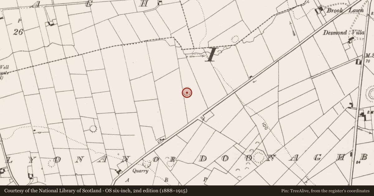 Ordnance Survey six-inch map, 2nd edition (1888–1915) covering the location of Ringfort - rath, Ballyonan Or Doonaghboy, County Clare, with a pin at the register's coordinates