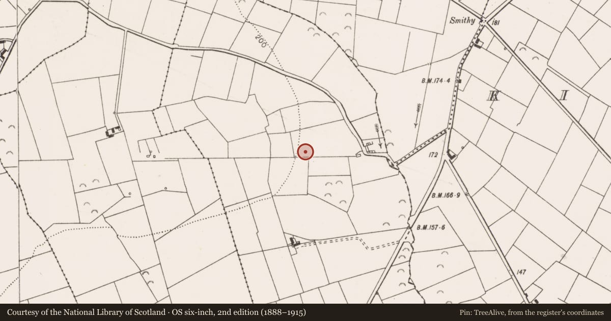 Ordnance Survey six-inch map, 2nd edition (1888–1915) covering the location of Ringfort - rath, Furroor Lower, County Clare, with a pin at the register's coordinates